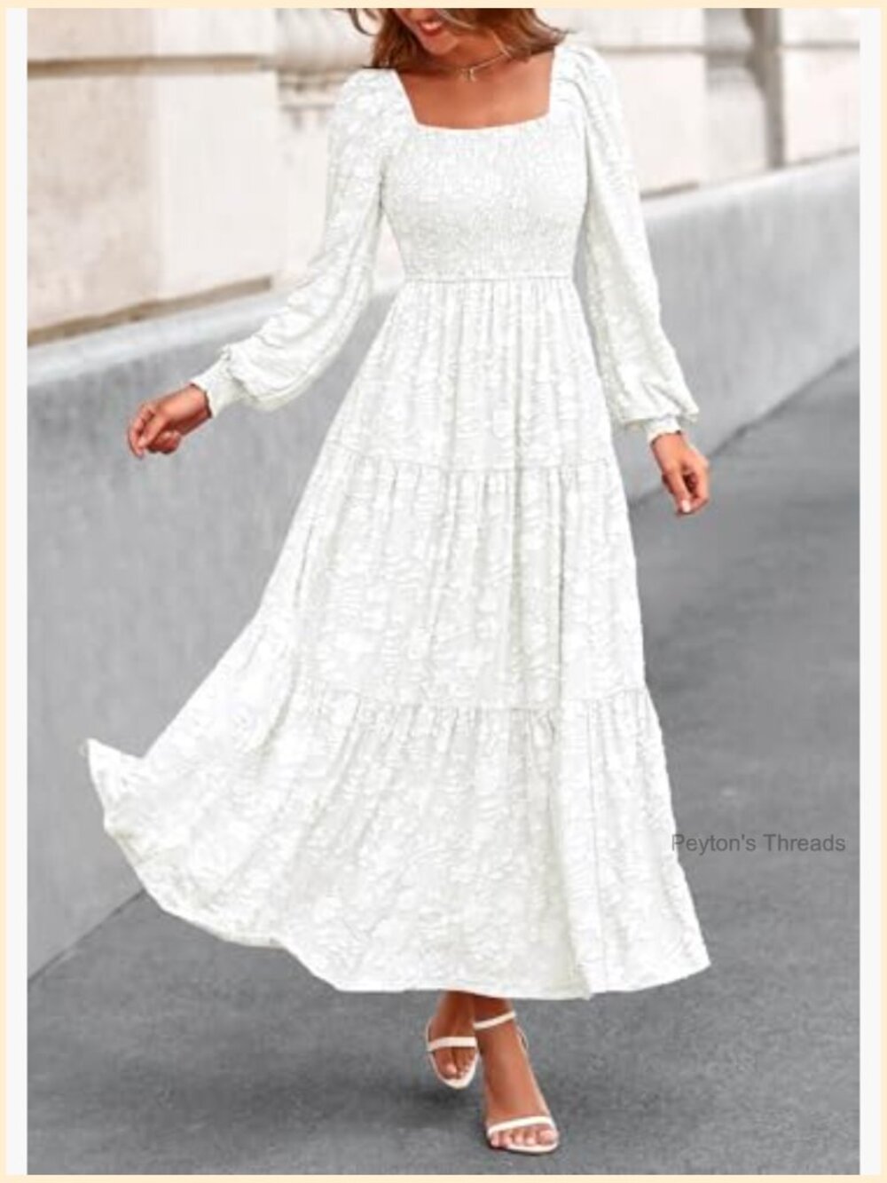 Long Sleeve Smocked Floral Maxi Dress with Pockets - Picture 3 of 7